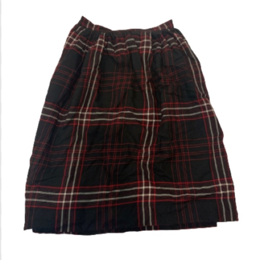 Vintage Corbin Ltd 80’s black and red plaid midi skirt